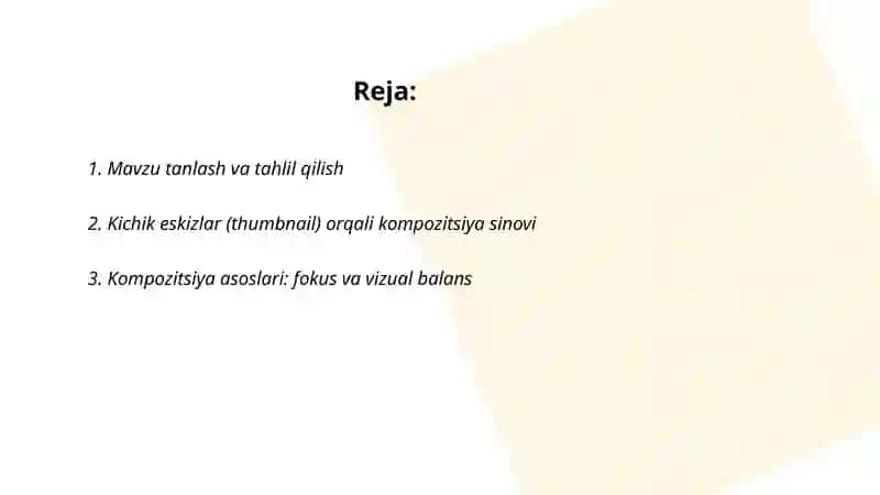 Mavzu tanlash va tahlil qilish 2