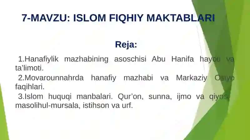 ISLOM FIQHIY MAKTABLARI 2