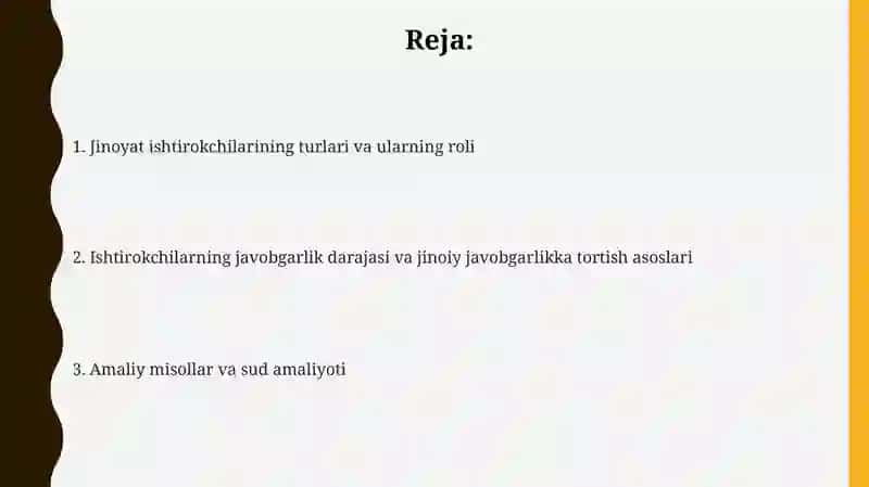 Jinoyat ishtirokchilarining turlari 2