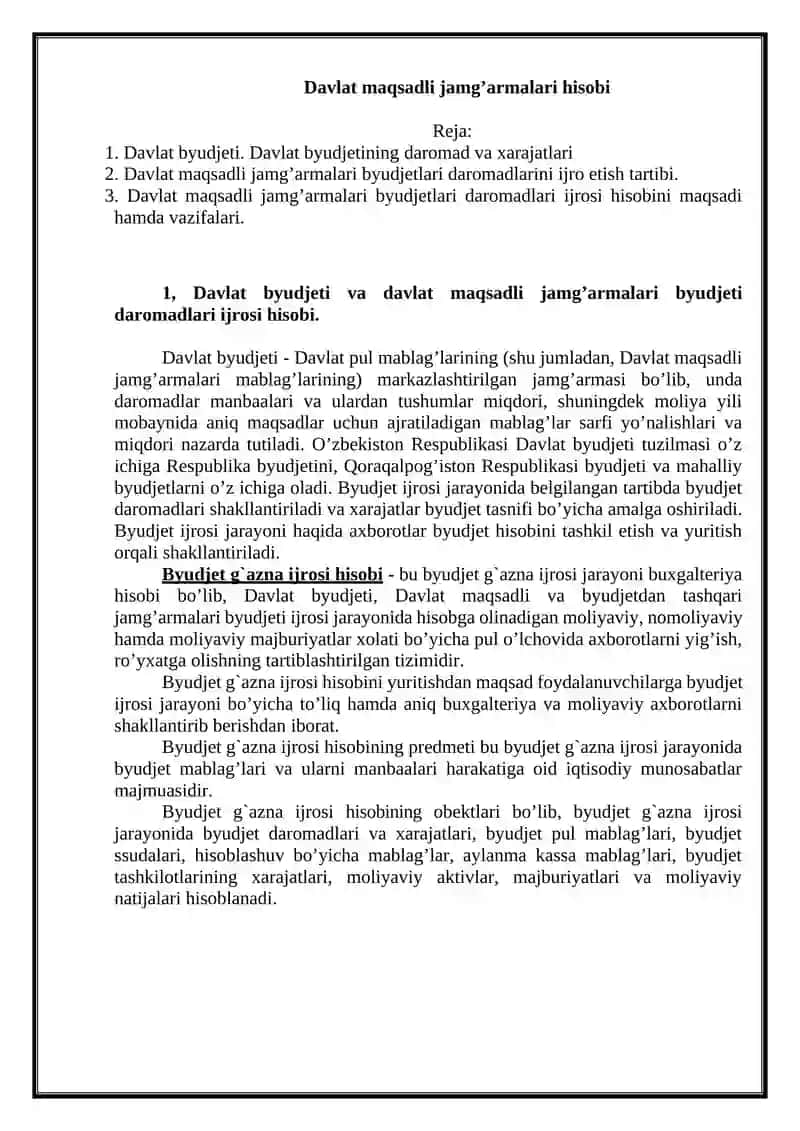 Davlat Maqsadli Jamg'armalari Hisobi 2