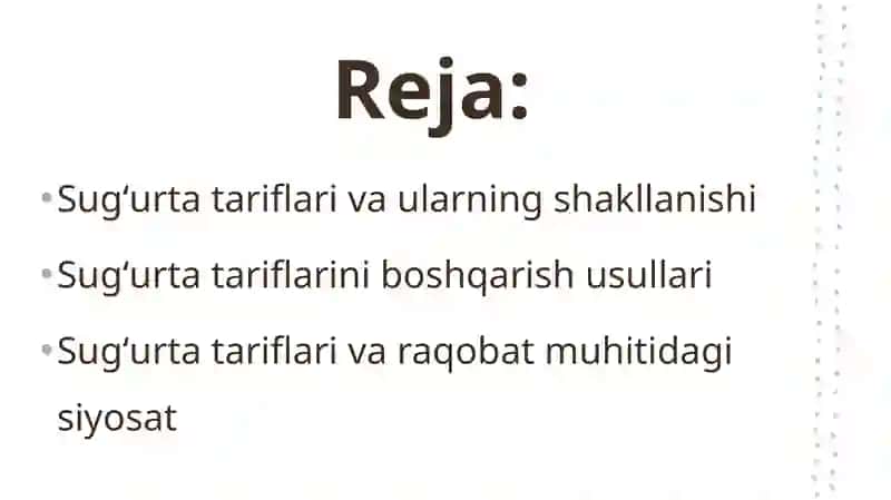 Sugʻurtada tarif siyosati 2