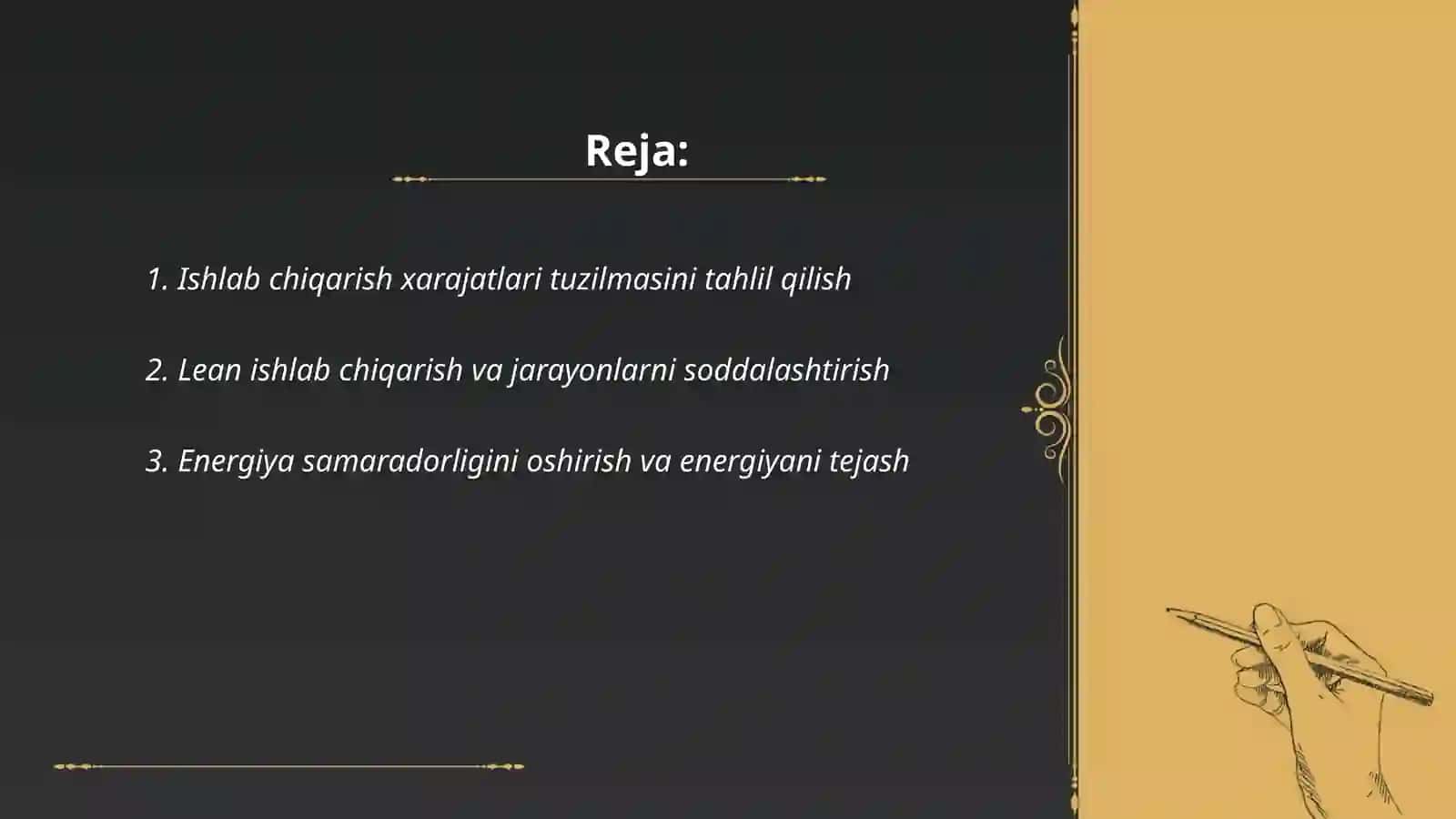 Ishlab chiqarish xarajatlarini optimallashtirish 2