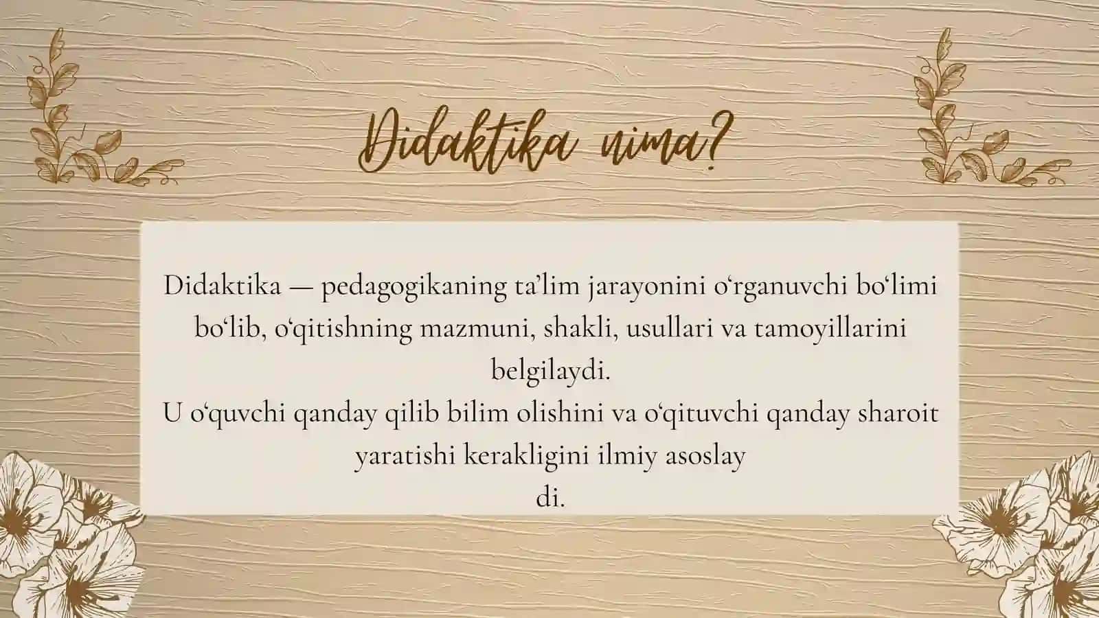 Didaktika taʼlim nazariyasining mohiyati 2