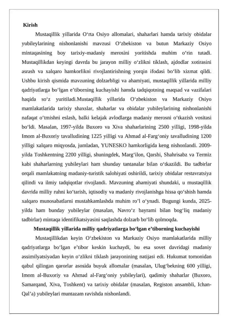 O‘rta Osiyo allomalari yubileylarining nishonlanishi 2