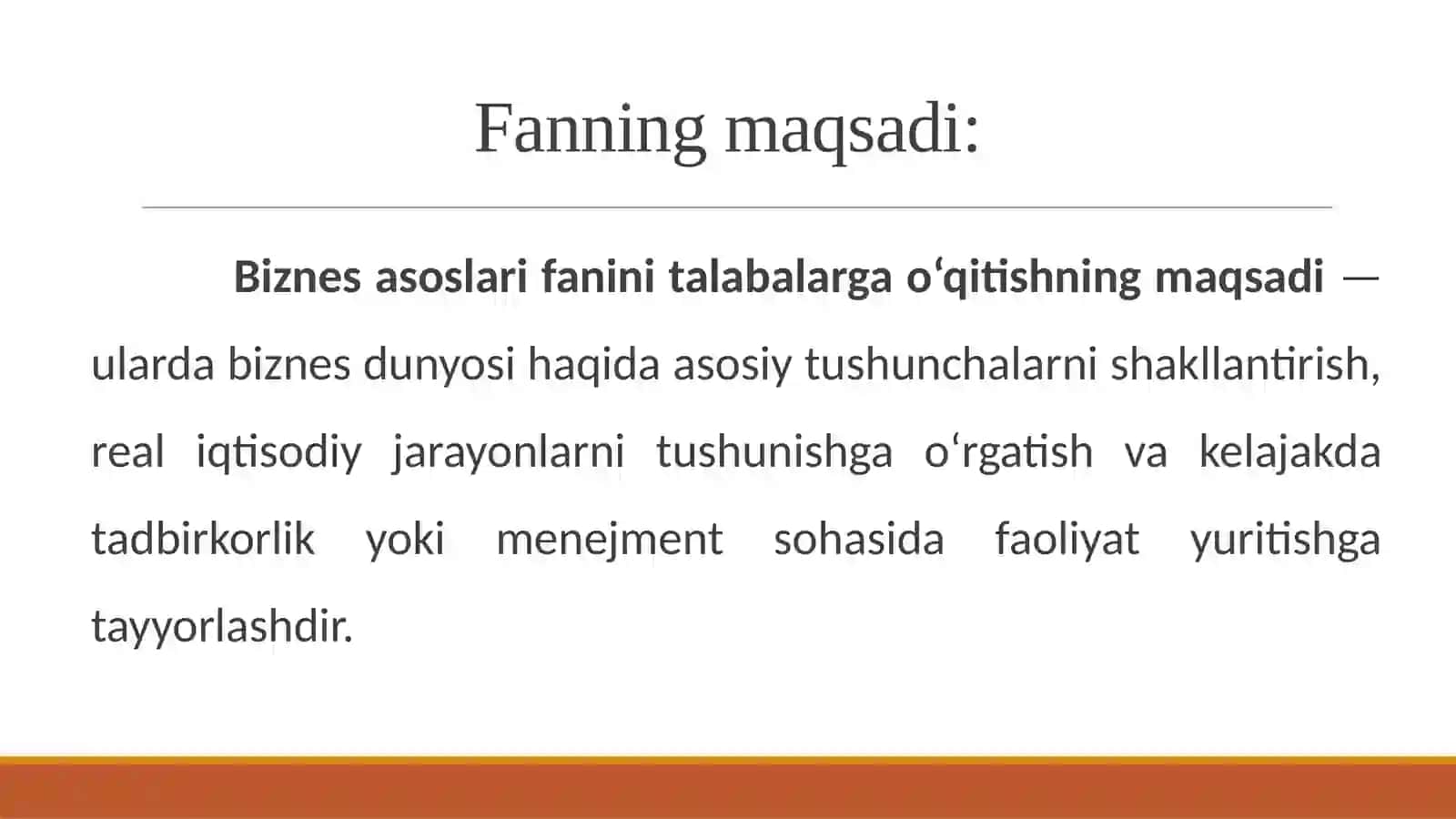 Biznes asoslari faniga kirish 2