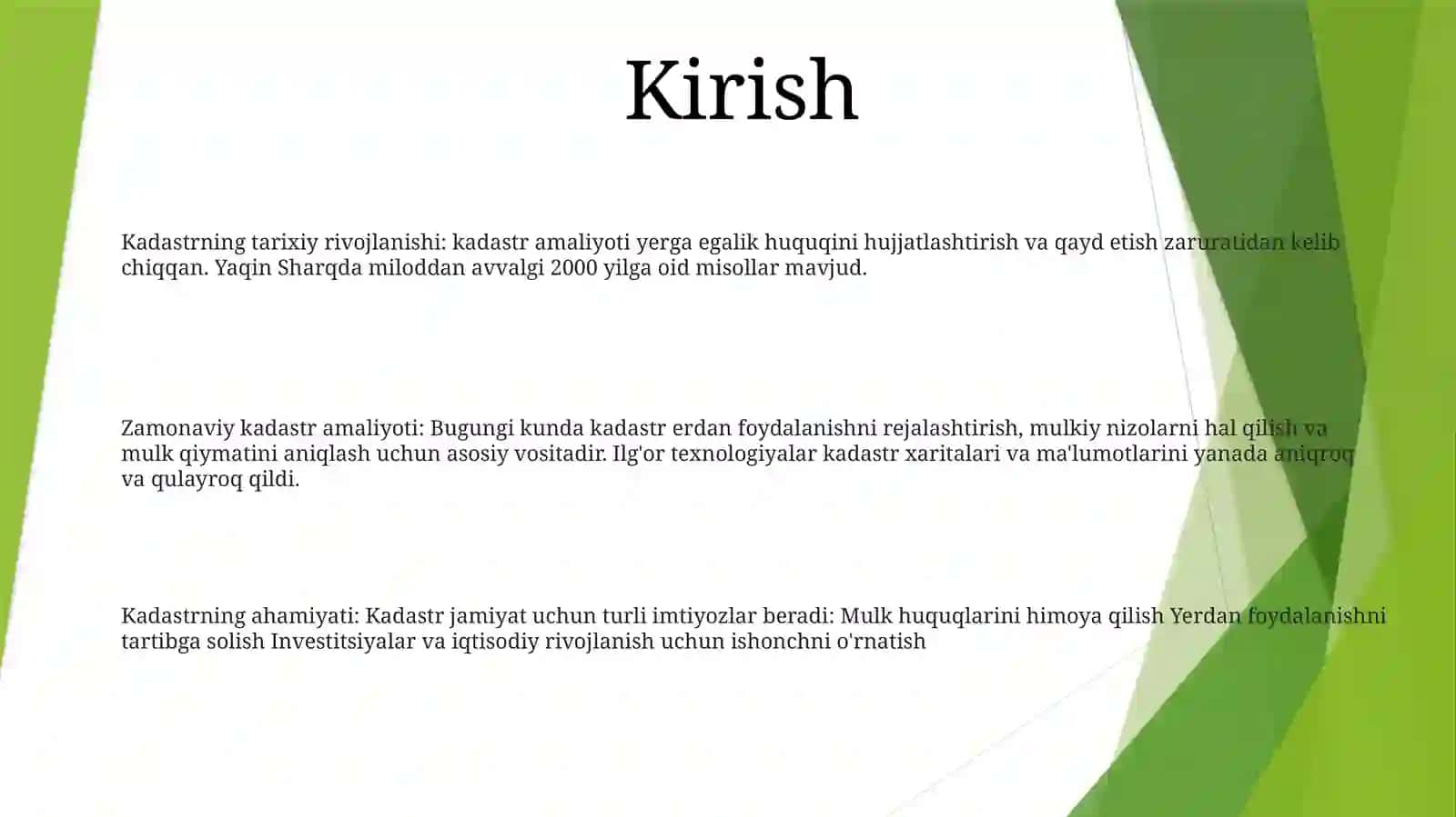 Kadastrning tarixiy rivojlanishi 2