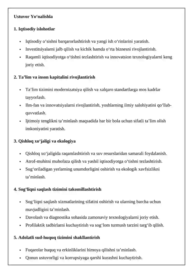 Yangi O'zbekistonning Taraqqiyot Strategiyasi 2