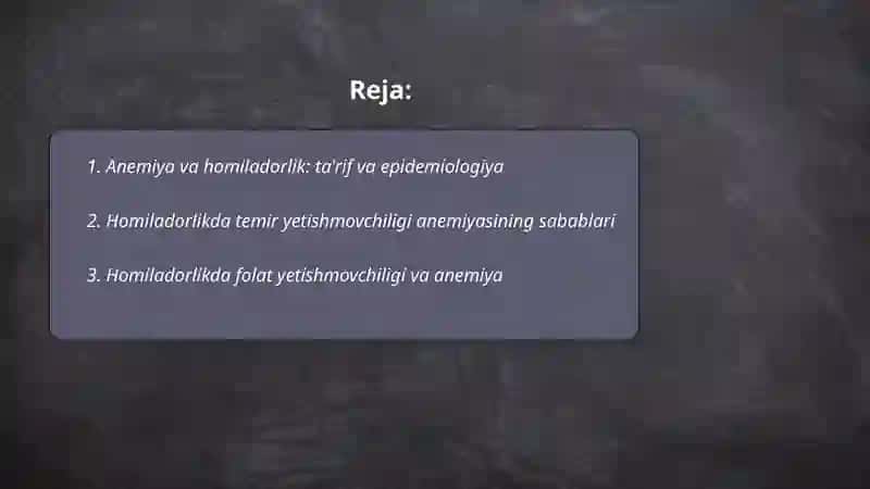 Anemiya va Homiladorlik 2