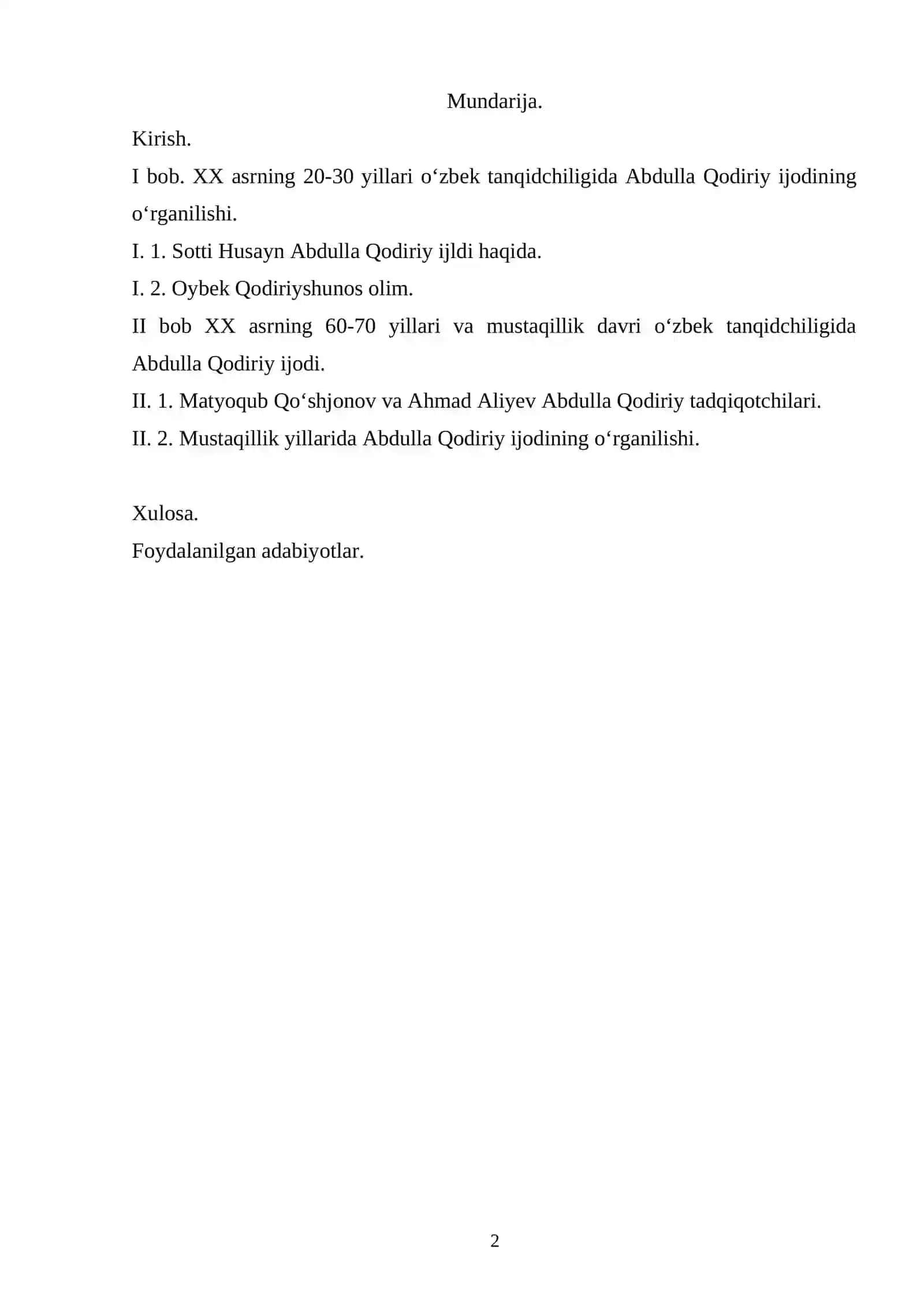 O’zbek tanqidchiligida Abdulla Qodiriy ijodining o’rganilishi 2