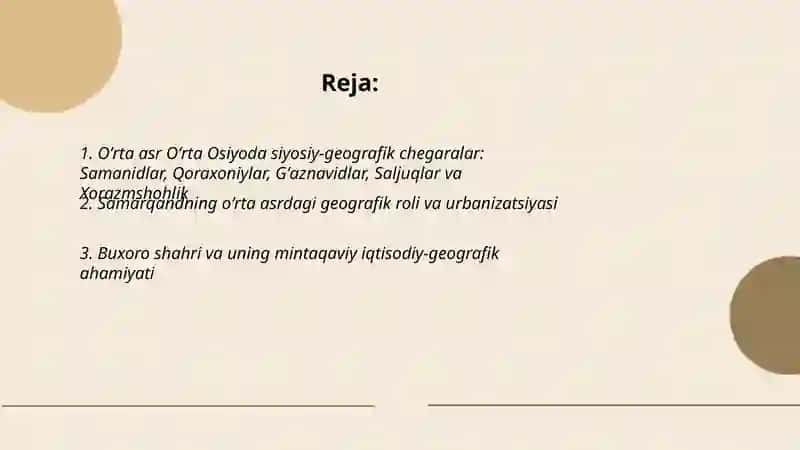 Oʻrta osiyo oʻrta asrdagi tarixiy geografiyasi 2