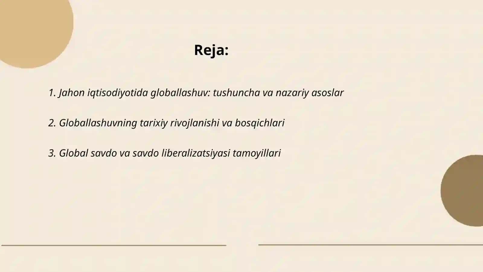 Jahon iqtisodiyotining globallashuvi konsepsiyalari 2
