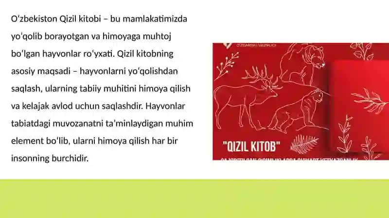 O'zbekiston Qizil kitobiga kiritilgan hayvonlar 2