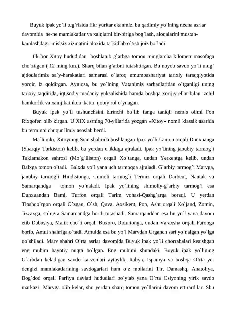Buyuk Ipak yo`lining shakllanishi va rivojlanish bosqichlari 2