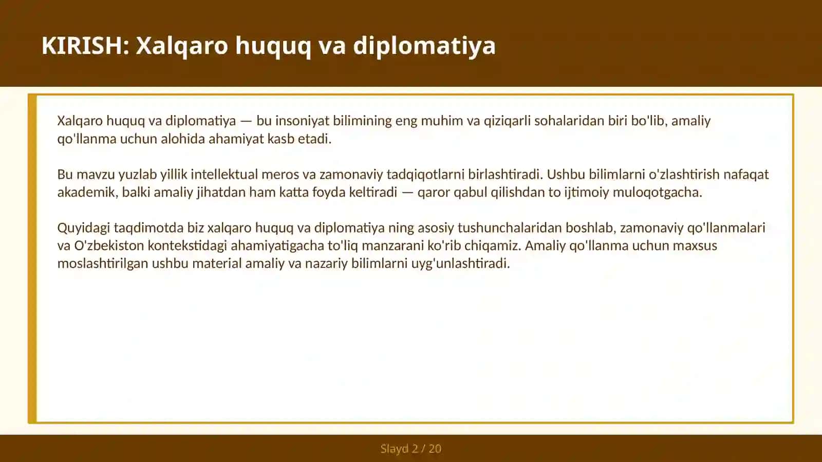 Xalqaro Huquq va Diplomatiya 2