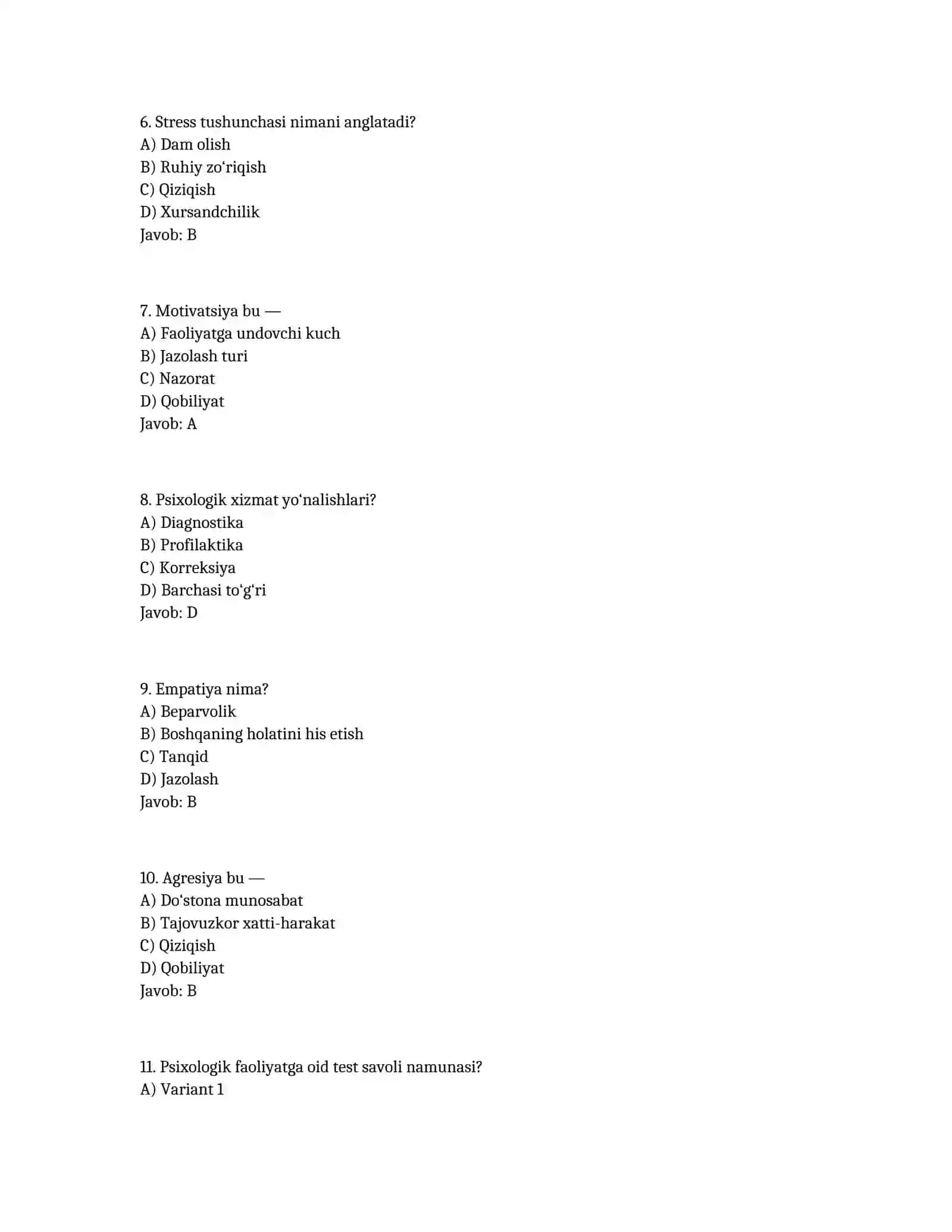 Maktab maslahatchisi uchun test to‘plami (50 ta test) 2