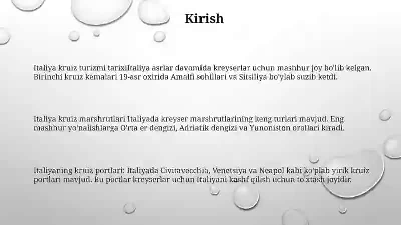 Italiya Kruiz Turizmi Haqida 2