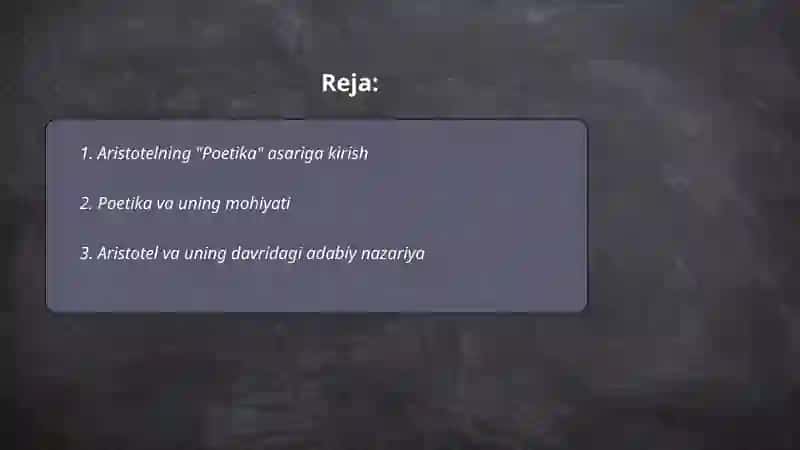 Aristotelning "Poetika" asarini oʻrganish 2