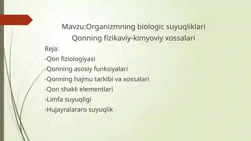Organizmning biologik suyuqliklari 2