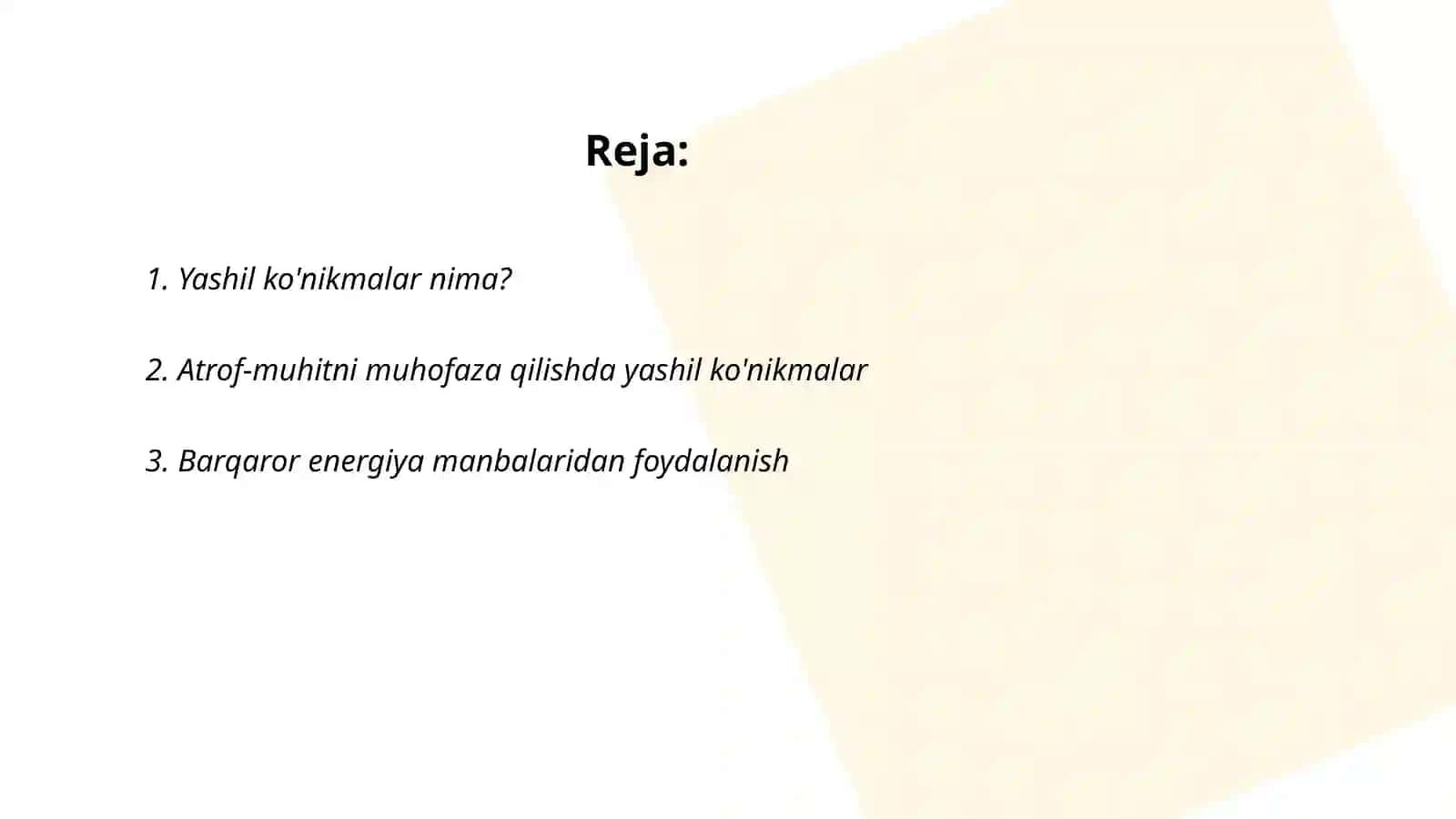 Yashil konikmalar va uning foydali jihatlari 2