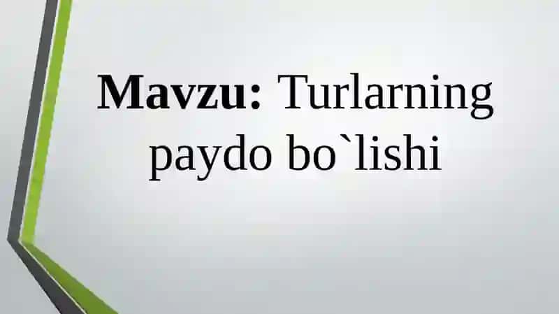 Turlarning paydo bo`lishi 2