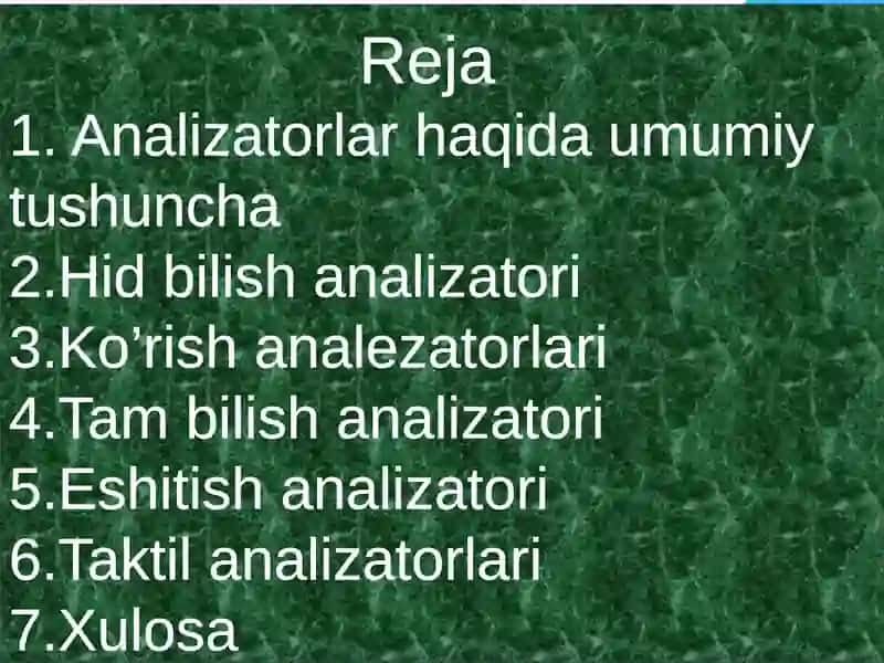 ANALIZATORLAR VA ULARNING YOSH XUSUSIYATLARI 2