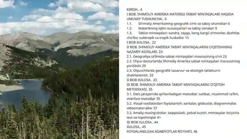 SHIMOLIY AMERIKA MATERIGI TABIAT MINTAQALARI 2