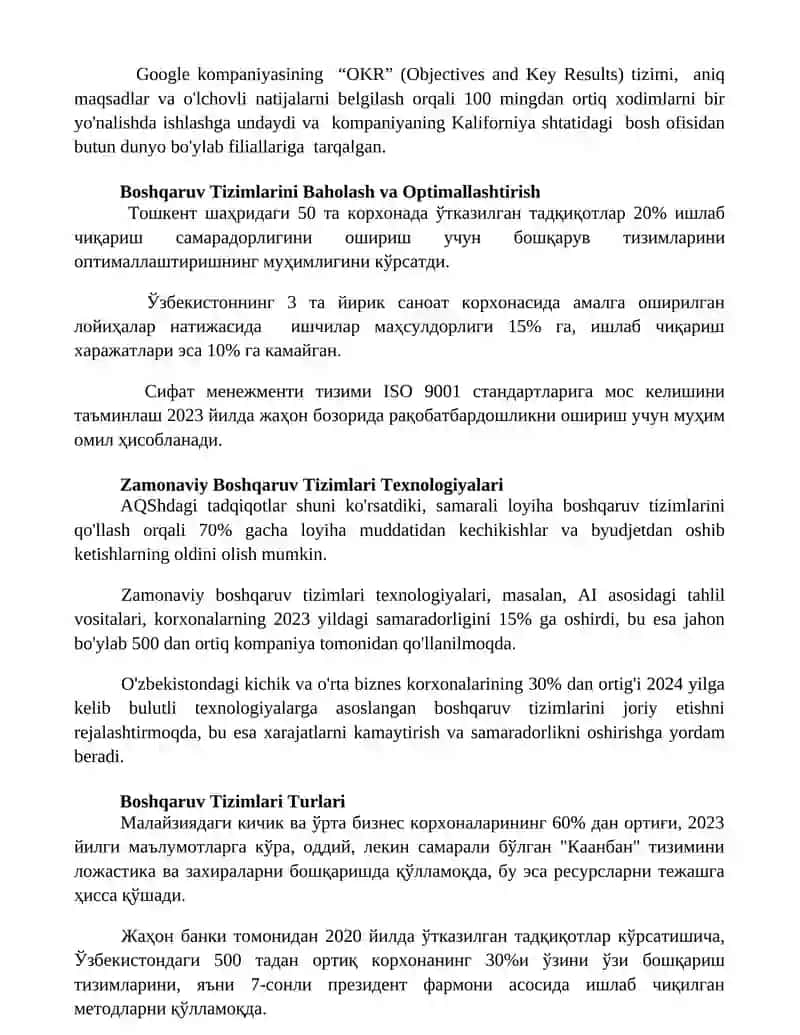 Boshqaruv tizimlarini o'rganish 2