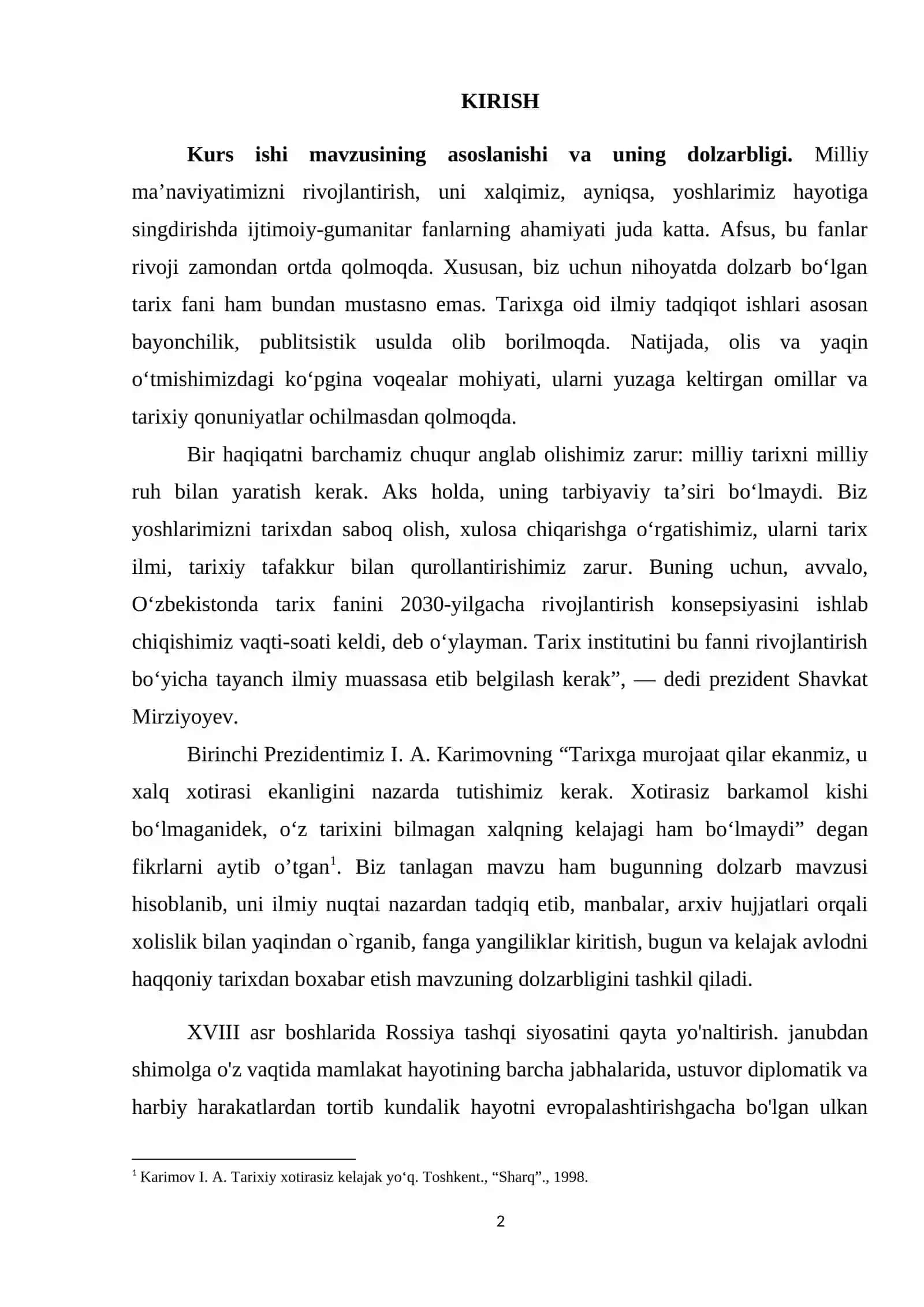Kurs ishi mavzusining asoslanishi va uning dolzarbligi 2