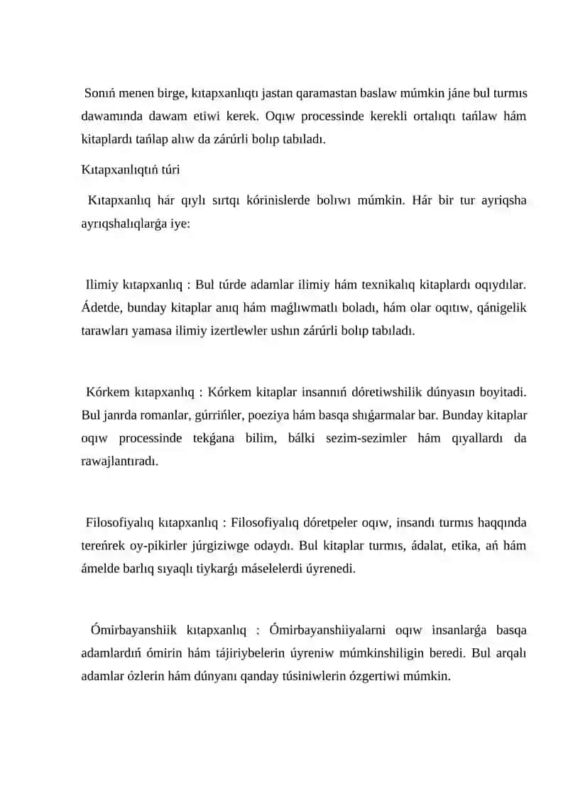 Kıtapxanlıq Haqqında Maǵlıwmat 2