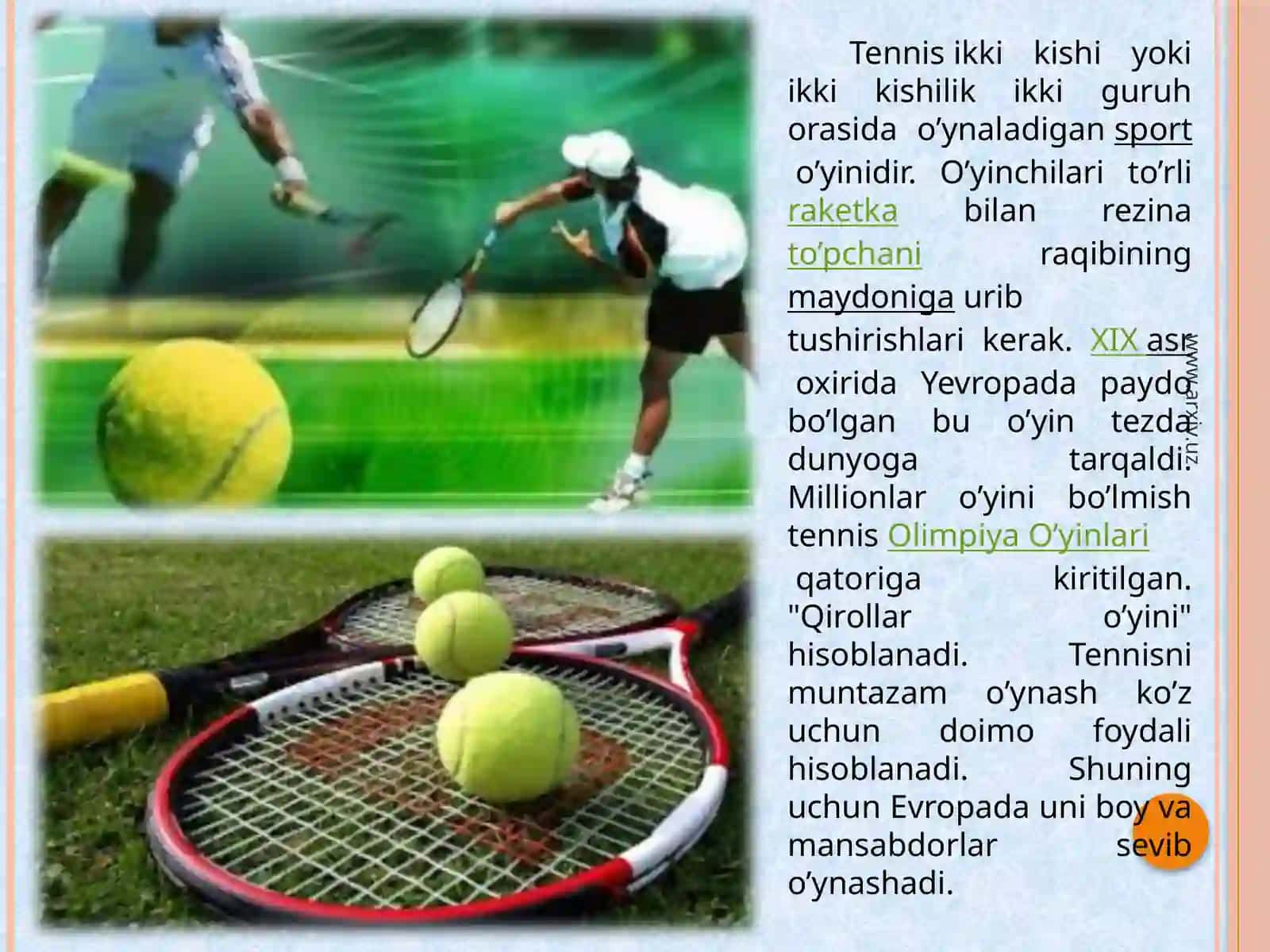Tennis va tennisning rivojlanish tarixi 2