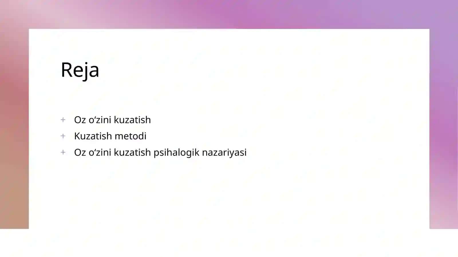 Oʻz oʻzini kuzatish metodi 2