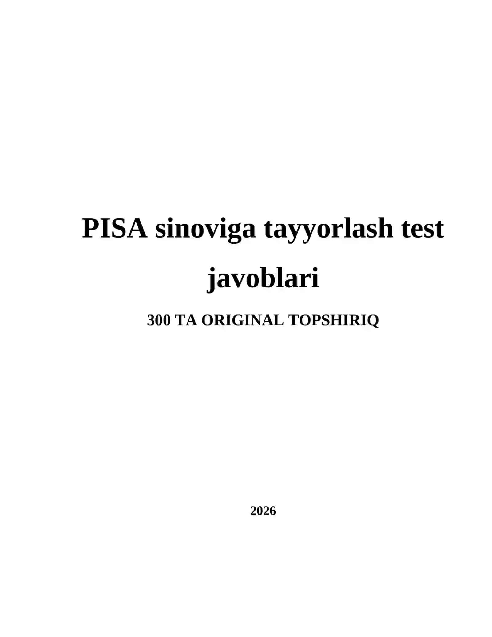 PISA sinoviga tayyorlash test javoblari 2