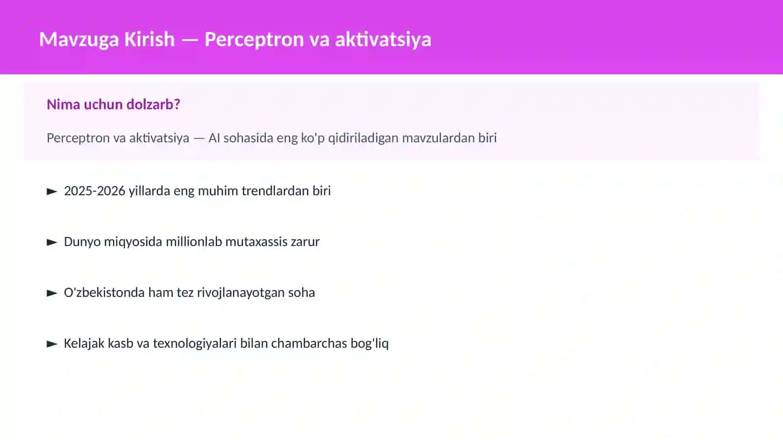 Perceptron va aktivatsiya 2