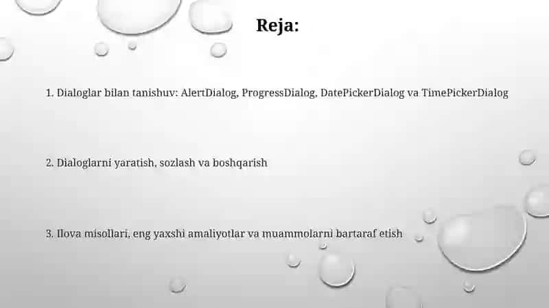 Dialoglar bilan tanishuv 2