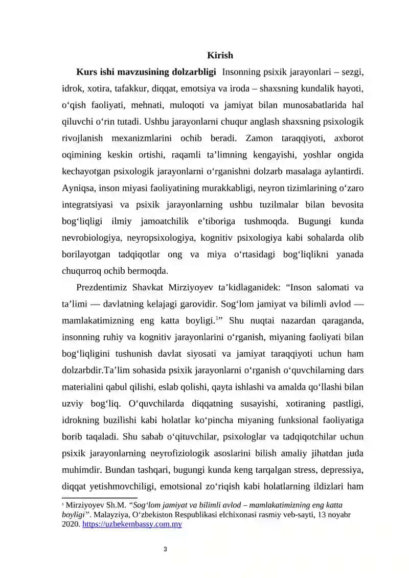 Psixik jarayonlar va miyaning o‘zaro aloqadorligi 2