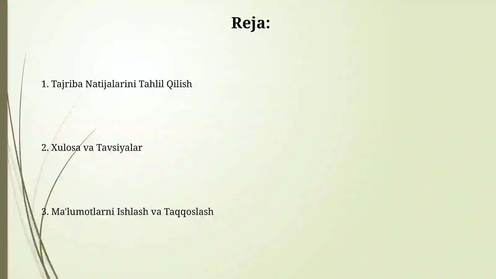 Eksperiment natijalari tahlili 2