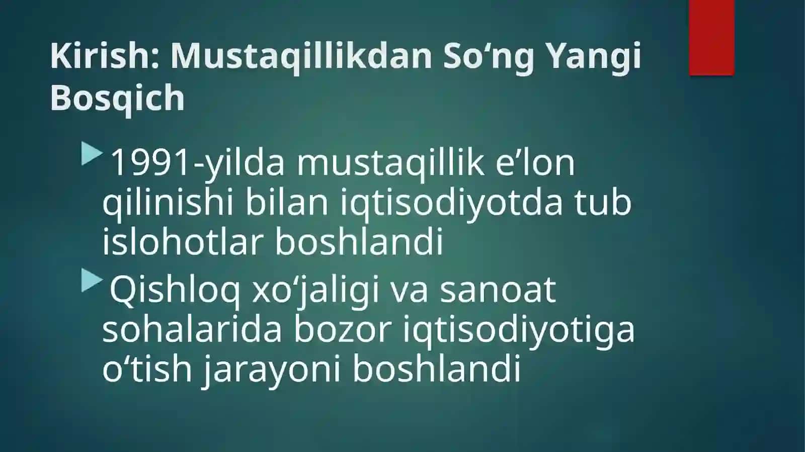 Qishloq xujaligi va sanoat sohasidagi o'zgarishlar 2