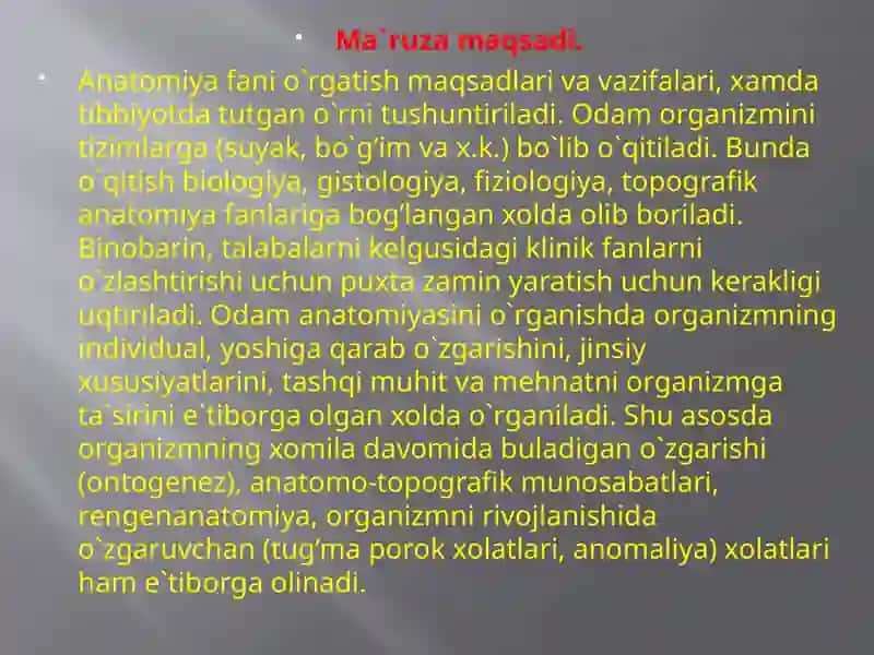 Anatomiya fanining rivojlanishi 2