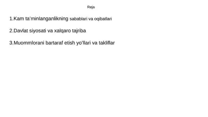 Kam taʼminlanganlik Ijtimoiy muammo sifatida 2