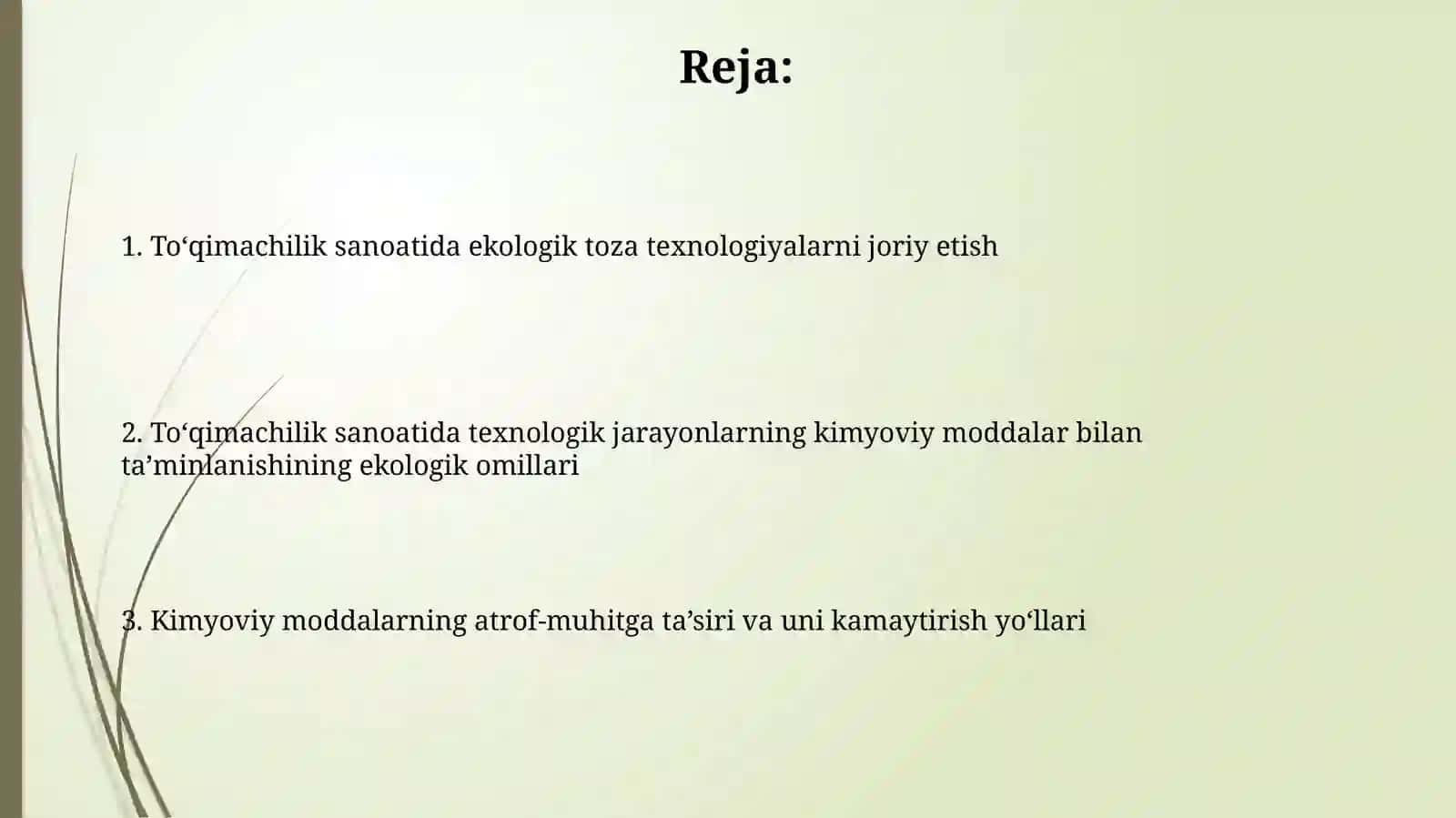 Tikuvchilik sanoatida texnologik jarayonlarni kimyolashtirishning ekologik omillari 2