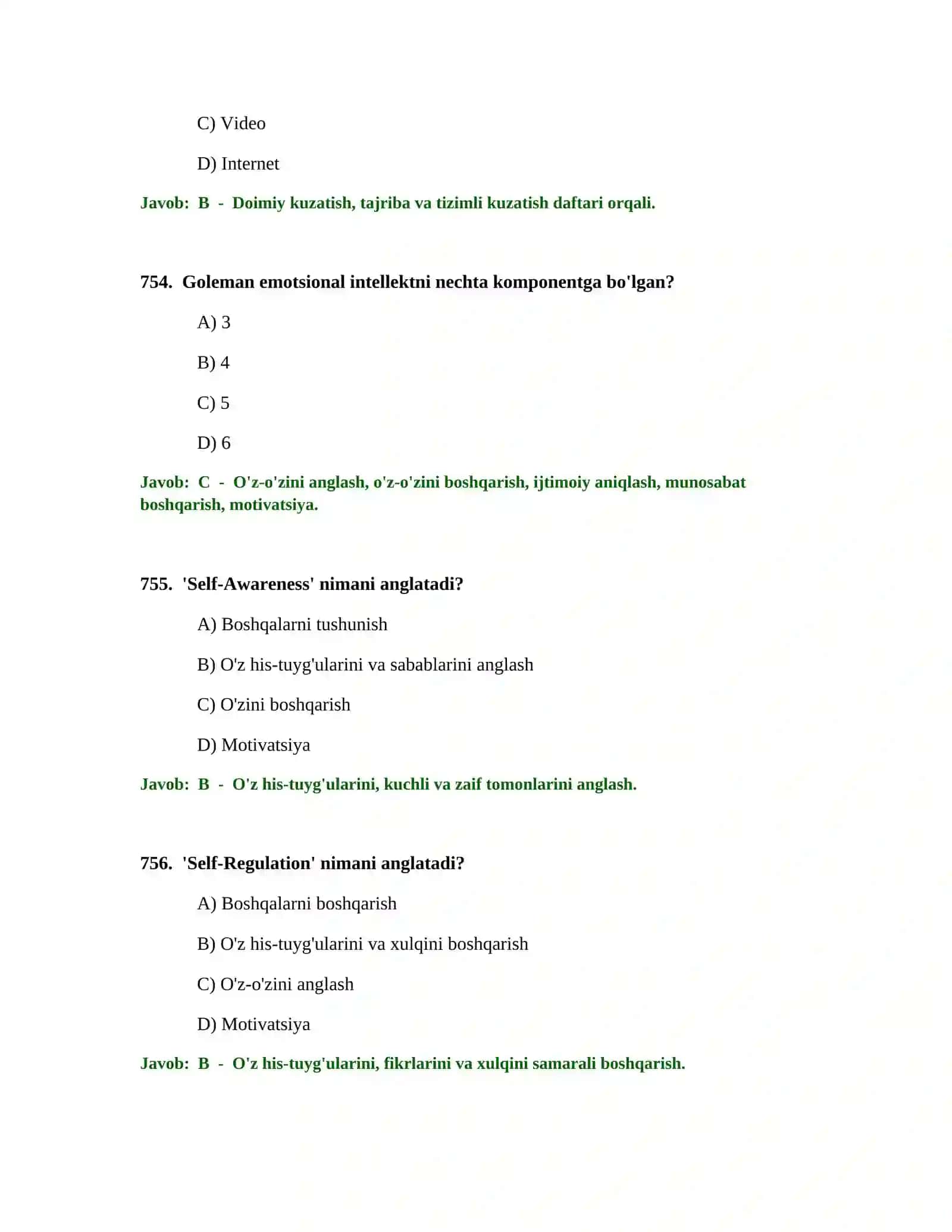 BOSHLANG'ICH TA'LIM O'QITUVCHISI TEST SINOVLARI 2