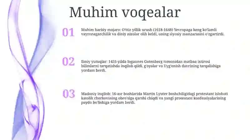 16-asrning eng muhim voqealari 2