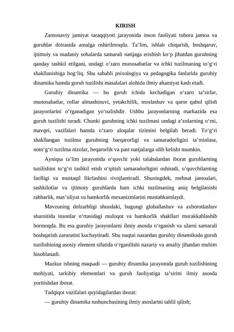 GURUHIY DINAMIKADA GURUHNING TUZILISHI ASOSIY ELEMENT SIFATIDA 2