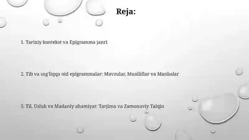 Yunon lotine epigrammalaridagi tibbiyot va salomatlik 2