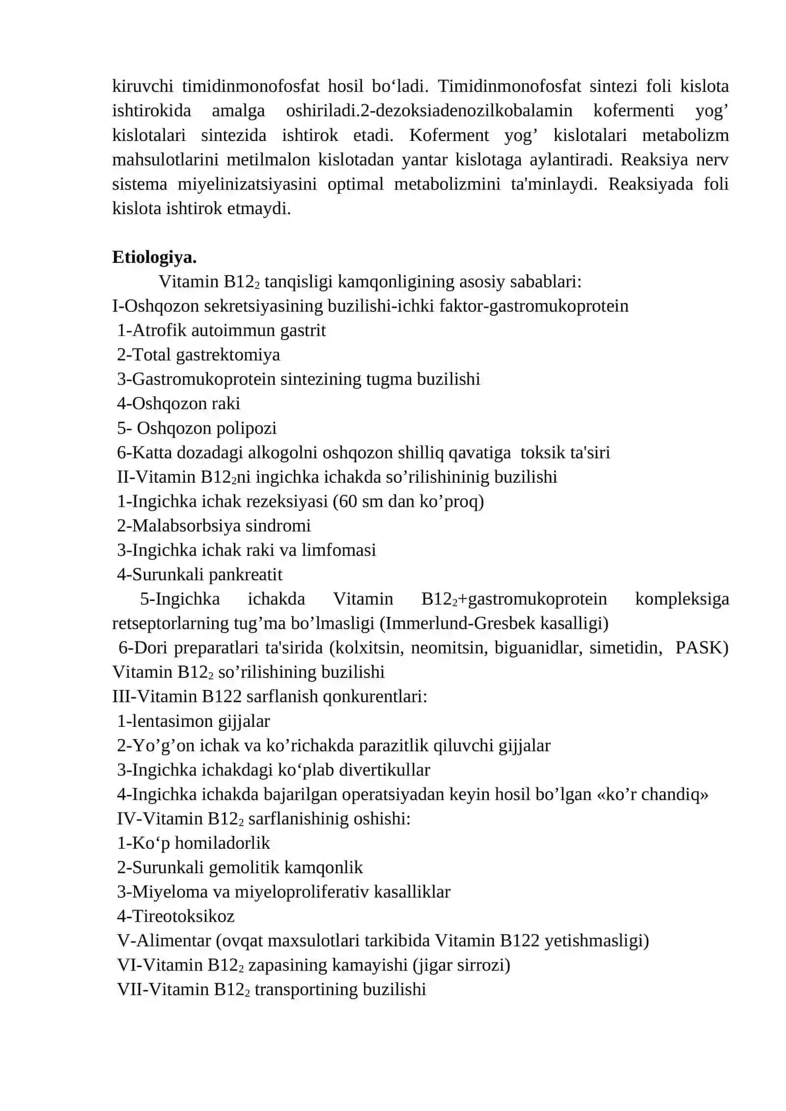Megaloblast anemiyalar. Aplastik anemiya 2