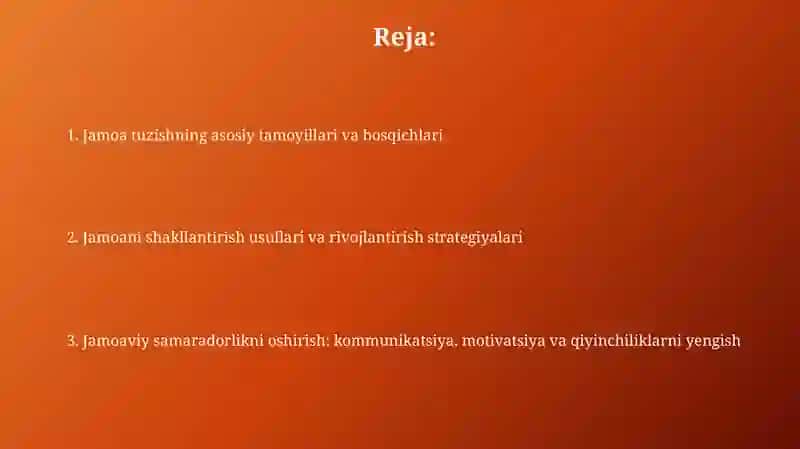 Жамоани шакллантиришнинг истикболли режалари 2