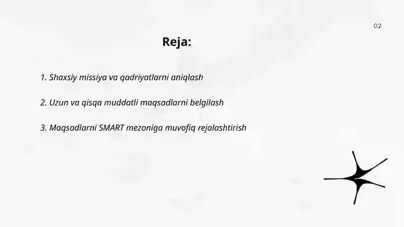 Shaxsiy rivojlanish rejasini tuzish 2