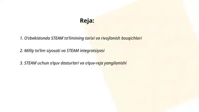 Oʻzbekistonda STEAM ta'limining rivojlanishi 2