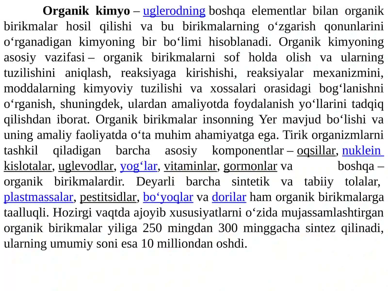 BIOORGANIK KIMYO. ORGANIK KIMYONING ASOSLARI 2