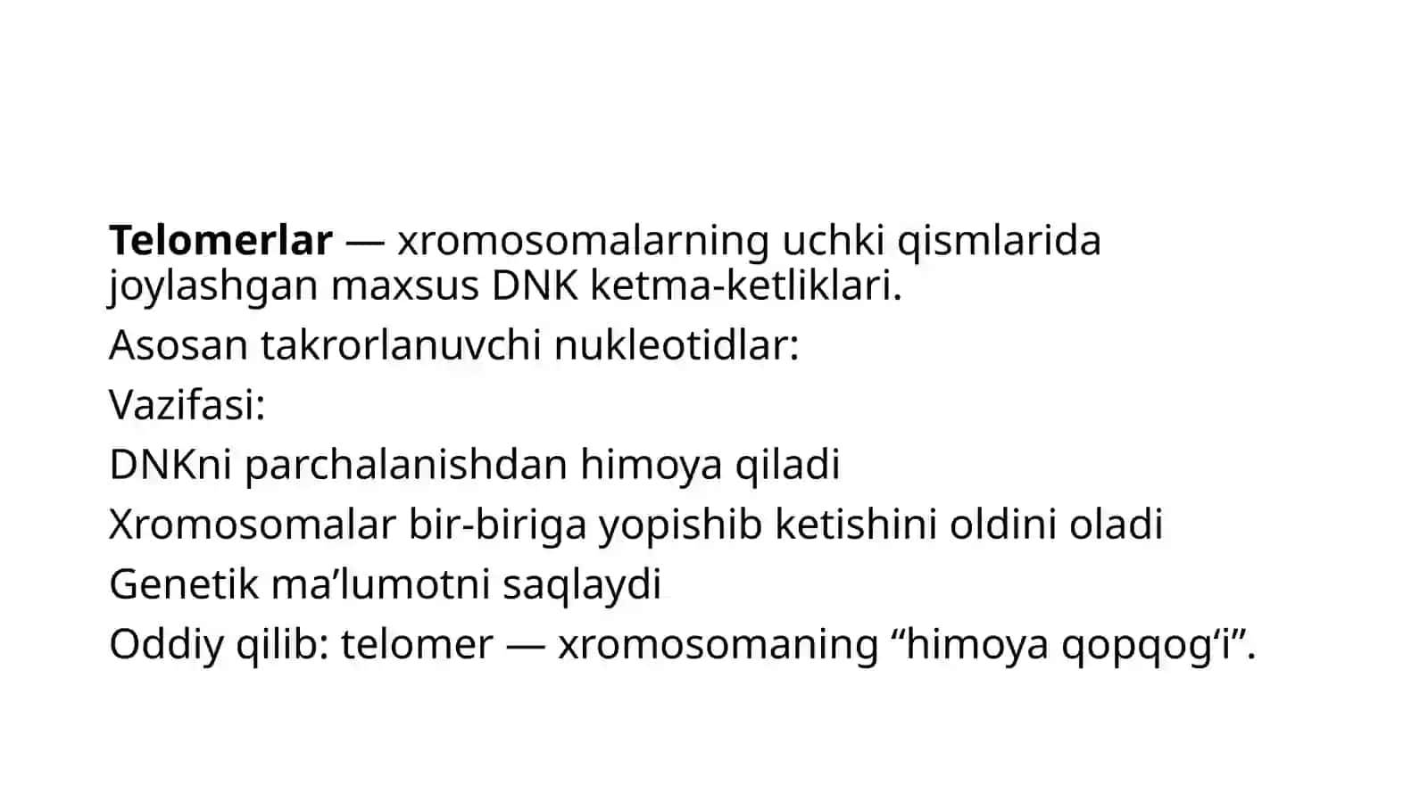 Telomervatelomeraza:qarishvao‘smajarayonlar 2